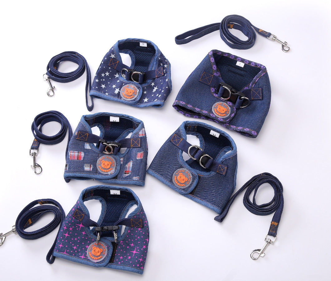 HKM-9452989 Dog Trail Vest with Protective Chest Strap - Adjustable, Durable, Available in Various Stylish Patterns and Sizes S-XL