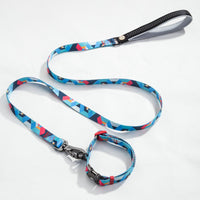 HKM-9453501 Geometric Pattern Polyester Pet Leash and Collar Set