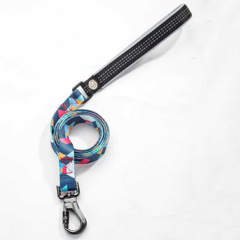 HKM-9453501 Geometric Pattern Polyester Pet Leash and Collar Set