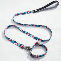 HKM-9453501 Geometric Pattern Polyester Pet Leash and Collar Set
