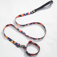 HKM-9453501 Geometric Pattern Polyester Pet Leash and Collar Set