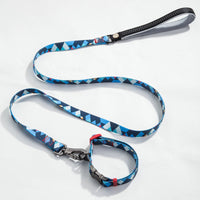 HKM-9453501 Geometric Pattern Polyester Pet Leash and Collar Set