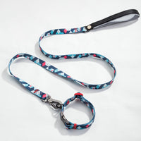 HKM-9453501 Geometric Pattern Polyester Pet Leash and Collar Set