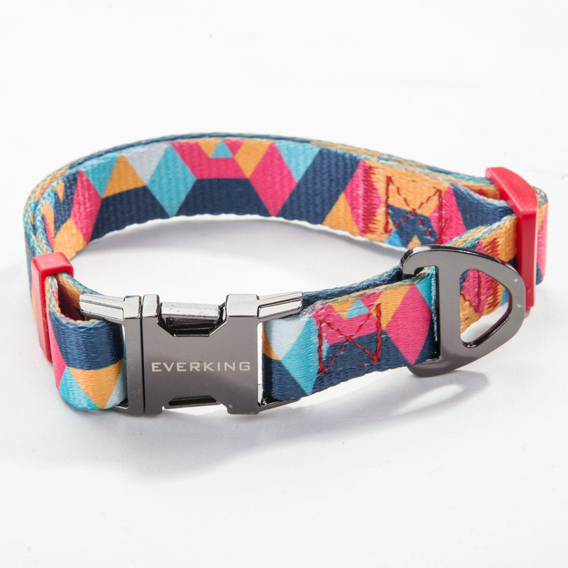 HKM-9453501 Geometric Pattern Polyester Pet Leash and Collar Set