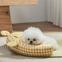 HKM-9453757 Comfortable Anti-Bite Pet Mattress for Small to Medium-Sized Dogs in Green and Yellow Bear Styles