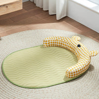 HKM-9453757 Comfortable Anti-Bite Pet Mattress for Small to Medium-Sized Dogs in Green and Yellow Bear Styles