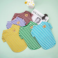 HKM-9454269 Breathable Cotton T-Shirt for Pets in Blue, Pink, Green, Purple, and Yellow - Sizes S to 2XL