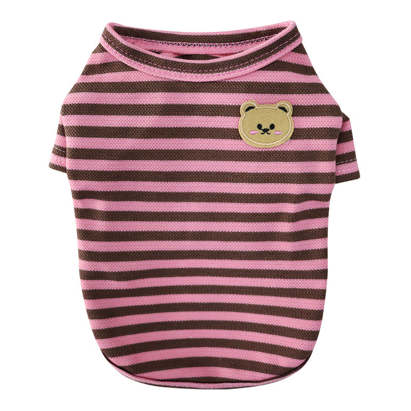 HKM-9454269 Breathable Cotton T-Shirt for Pets in Blue, Pink, Green, Purple, and Yellow - Sizes S to 2XL