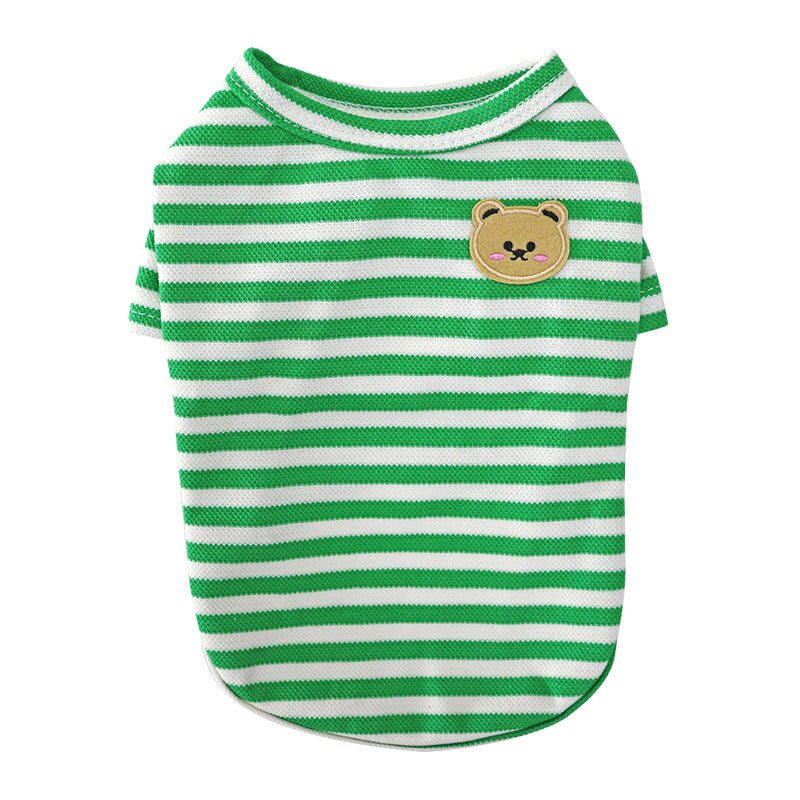 HKM-9454269 Breathable Cotton T-Shirt for Pets in Blue, Pink, Green, Purple, and Yellow - Sizes S to 2XL