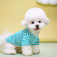 HKM-9454269 Breathable Cotton T-Shirt for Pets in Blue, Pink, Green, Purple, and Yellow - Sizes S to 2XL