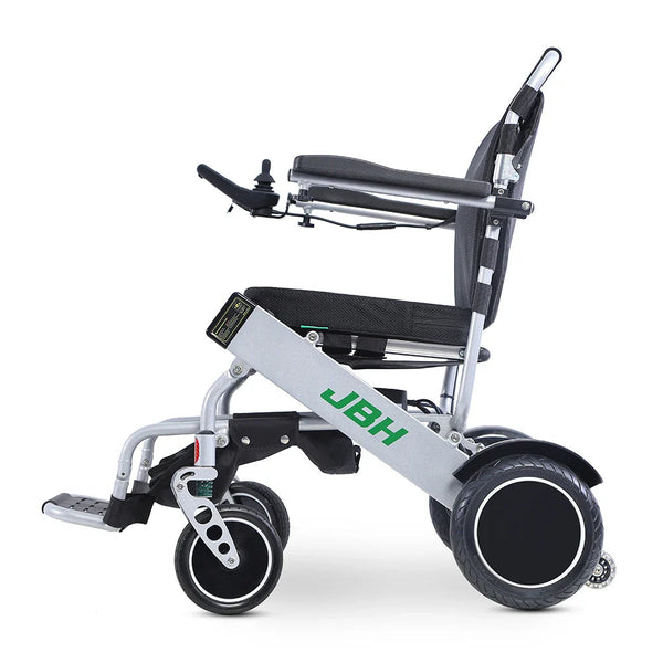 HKM-0848339 Light Folding Electric Wheelchair Dual 180W Motors 24V Dual Battery 12.4 Mile Range 265 lb Capacity Aluminum
