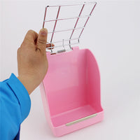 HKM-9455933 Small Animal Spring Grass Feeder for Rabbits and Guinea Pigs, Anti-Bite Plastic and Galvanized Mesh, 18cm x 14cm x 9cm