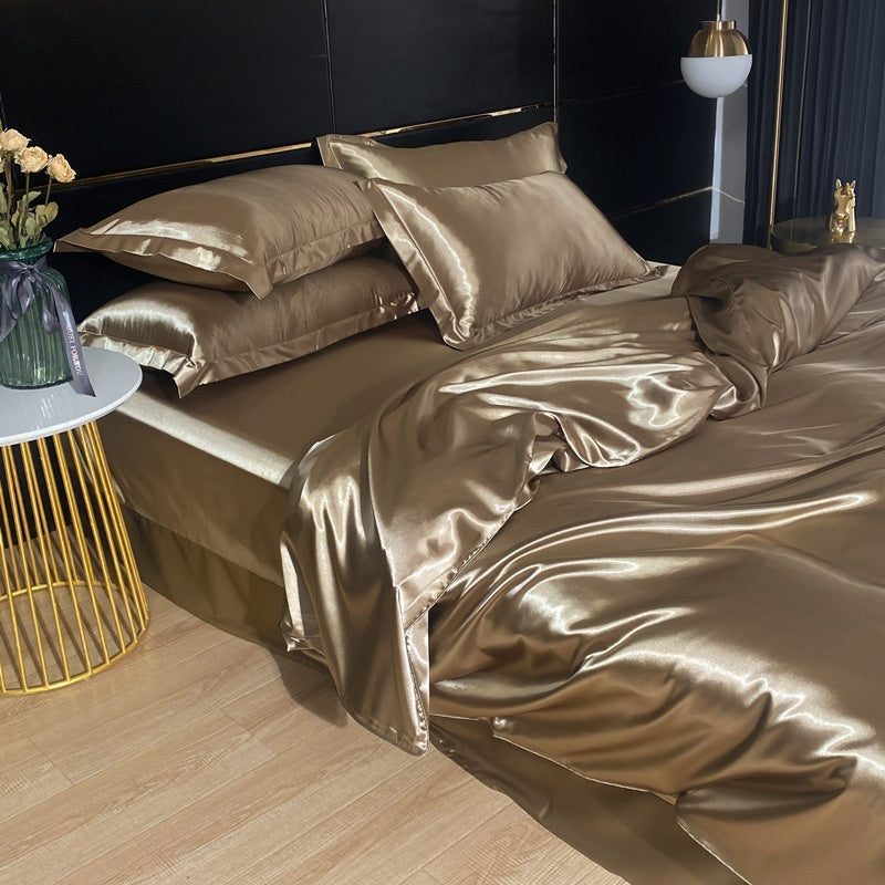 HKM-945619 Mulberry Silk Four-Piece Solid Color Quilt Cover Set