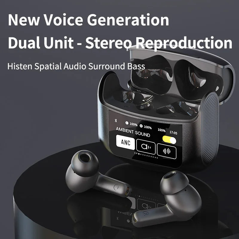 HKM-945619 Wireless Earbuds with ANC, LED Battery Indicator, Sports Microphone, Compatible with Mobile Devices, In-Ear Style