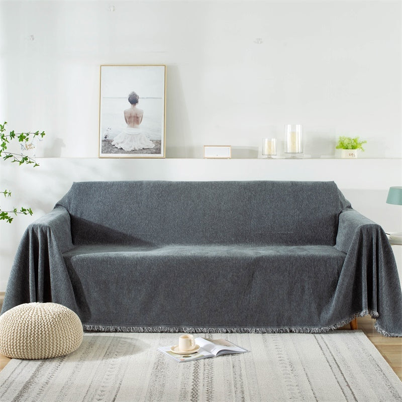 HKM-945683 Non-Slip Anti-Scratch Solid Color Sofa Cover for Three-Seater Sofas
