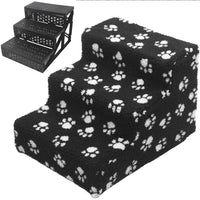 HKM-9457853 Pet Climbing Ladder Steps for Dogs and Cats - Plastic Stairs with Plush Cover, 70 lbs Capacity