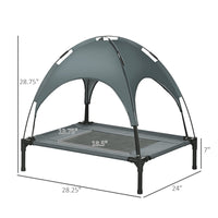 HKM-9458109 Elevated Dog Bed with Removable Canopy Shade, Outdoor Cot for Medium Pets, 30-Inch Gray