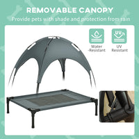 HKM-9458109 Elevated Dog Bed with Removable Canopy Shade, Outdoor Cot for Medium Pets, 30-Inch Gray
