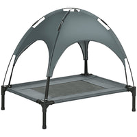 HKM-9458109 Elevated Dog Bed with Removable Canopy Shade, Outdoor Cot for Medium Pets, 30-Inch Gray