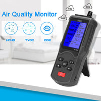 HKM-945811 Air Quality Tester with LCD - CO2, TVOC, HCHO Meter, Thermometer, and Humidity Monitor with Lithium Battery