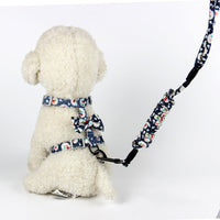 HKM-945811 Japanese Floral Cat Leash in Navy Blue and Pink Cherry Variants, Made with Cotton Cloth and Durable Accessories