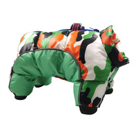 HKM-9459133 Waterproof Cotton Padded Camouflage Dog Jacket for Cold Weather - Four-Legged Design, Sizes 10 to 26