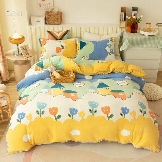 HKM-945939 Milk Velvet Fleece Duvet Cover for Cozy Autumn and Winter - Multiple Sizes Available