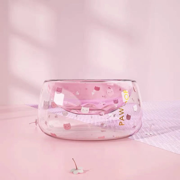HKM-9459645 Medium Cat's Claw Glass Bowl with Optional Cushion - Stylish Pet Accessory
