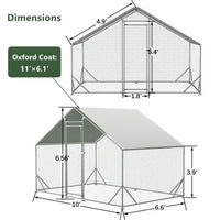 HKM-9463101 Large Walk-In Metal Chicken Coop with Waterproof Cover and Galvanized Wire for Poultry and Small Animals
