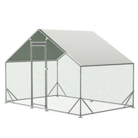 HKM-9463101 Large Walk-In Metal Chicken Coop with Waterproof Cover and Galvanized Wire for Poultry and Small Animals