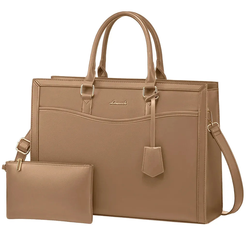HKM-946323 Stylish Laptop Tote Bag for Women - Leather Tote with Dedicated Laptop Compartment