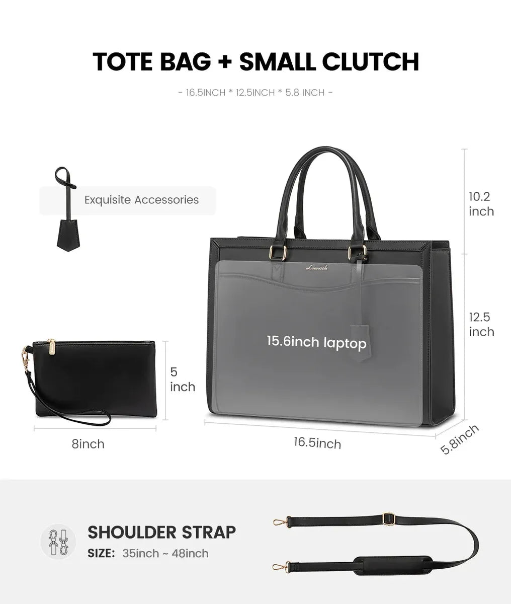 HKM-946323 Stylish Laptop Tote Bag for Women - Leather Tote with Dedicated Laptop Compartment