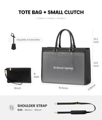 HKM-946323 Stylish Laptop Tote Bag for Women - Leather Tote with Dedicated Laptop Compartment