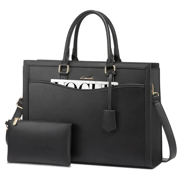 HKM-946323 Stylish Laptop Tote Bag for Women - Leather Tote with Dedicated Laptop Compartment