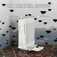 HKM-946387 Electric Oil Filled Radiator Heater with 9/11/13 Fins, 2000W Fast Heating and Adjustable Thermostat for Large Rooms
