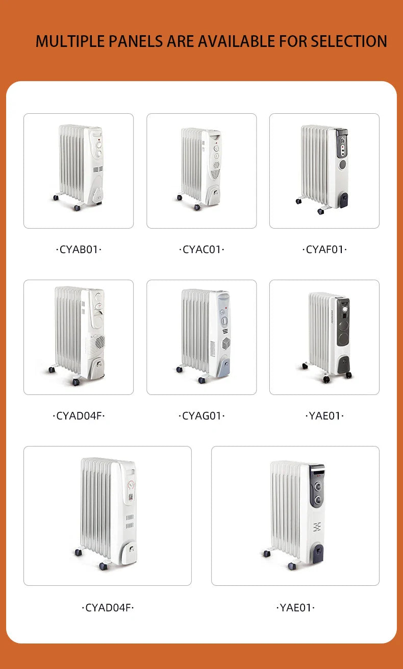 HKM-946387 Electric Oil Filled Radiator Heater with 9/11/13 Fins, 2000W Fast Heating and Adjustable Thermostat for Large Rooms