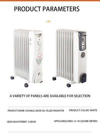HKM-946387 Electric Oil Filled Radiator Heater with 9/11/13 Fins, 2000W Fast Heating and Adjustable Thermostat for Large Rooms