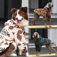 HKM-9463997 Thick Warm Arctic Fleece Winter Coat for Large Dogs in Beige Apricot and Green