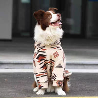 HKM-9463997 Thick Warm Arctic Fleece Winter Coat for Large Dogs in Beige Apricot and Green
