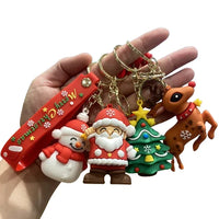HKM-946451 3D Santa Claus PVC Keychain Charm for Christmas - Cute Rubber Doll Car Key Chain