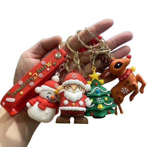 HKM-946451 3D Santa Claus PVC Keychain Charm for Christmas - Cute Rubber Doll Car Key Chain