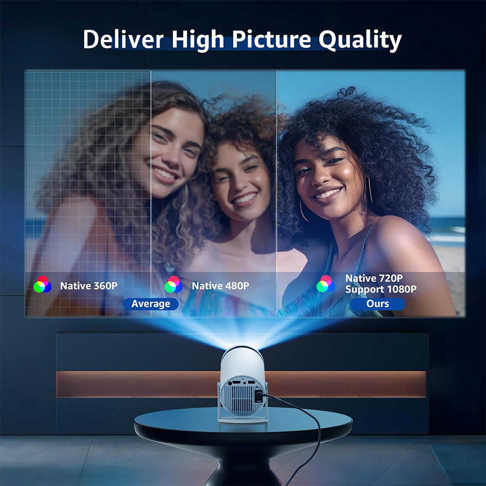 HKM-946451 Portable Mini 4K HD Projector with Bluetooth for Home Theater and Outdoor Use