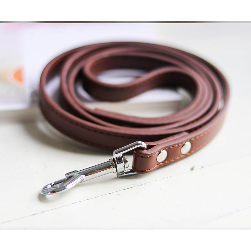 HKM-9465021 Leather Pet Leash and Collar Set - Small and Medium Sizes Available