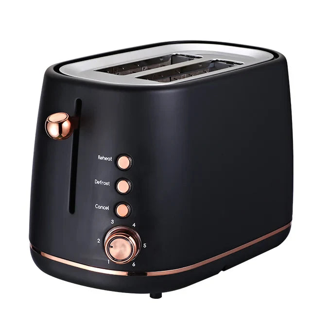 HKM-946515 2-Slice Toaster with Time Watch LED Display and Auto Power Cut Off, Removable Crumb Tray, Black