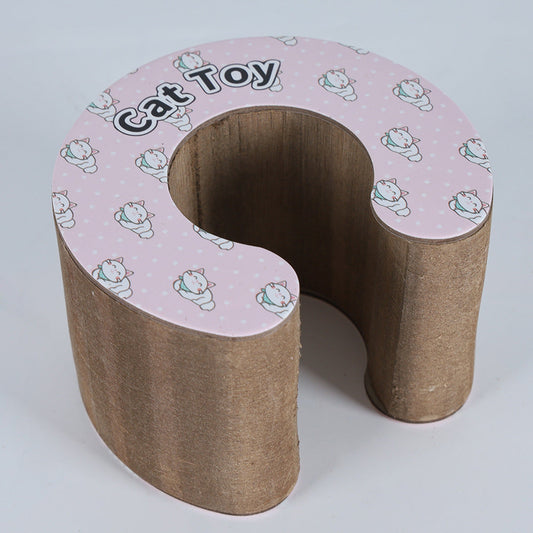HKM-9465405 Accordion Cat Scratch Board with Changeable Track Balls - Corrugated Paper Cat Toy in Pink, Black, White