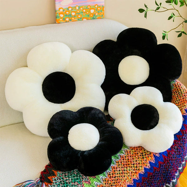 HKM-946579 Circular Plush Flower Cushion - Soft Decorative Pillow for Office and Home Use