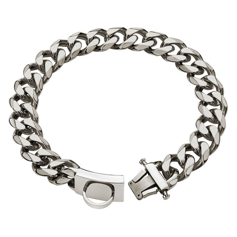 HKM-9467197 Durable Stainless Steel Dog Collar for Medium and Large Breeds - Anti-Bite Chain Design, Multiple Sizes Available