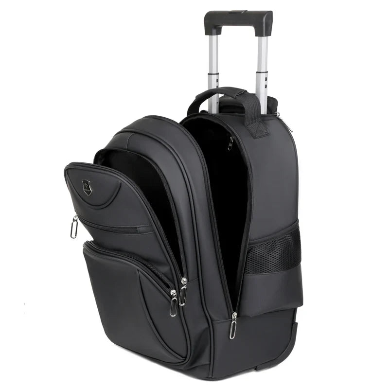 HKM-946835 High Capacity Casual Laptop Backpack with Pull Rod and Wheels for Outdoor Use