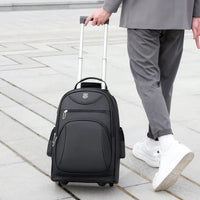 HKM-946835 High Capacity Casual Laptop Backpack with Pull Rod and Wheels for Outdoor Use