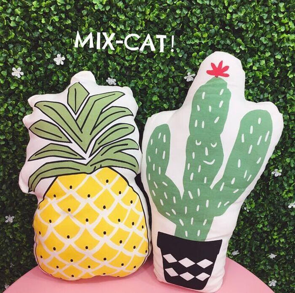 HKM-946899 Korean Style Plush Cushion Pillow - Pineapple & Cactus Designs (49*30CM & 55*32CM)